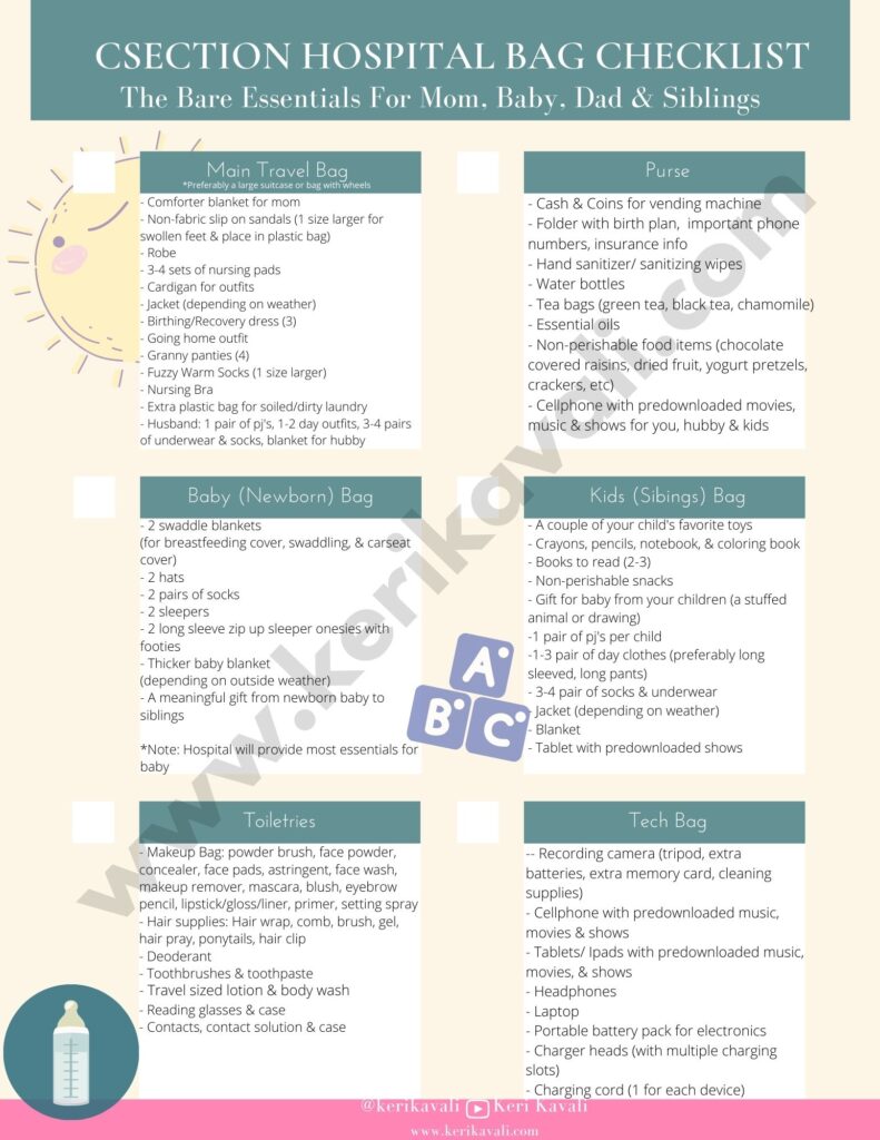 C Section Hospital Bag Checklist